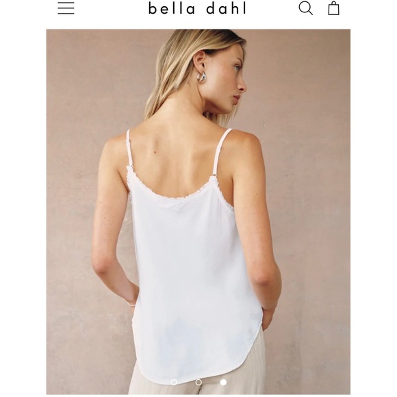 Bella Dahl White Frayed Raw Edge V-Neck Tencel Cami Top XS - Picture 2 of 11